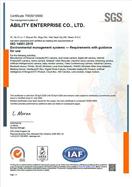 ISO14001_2015 Environmental Management System Certificate-Ability