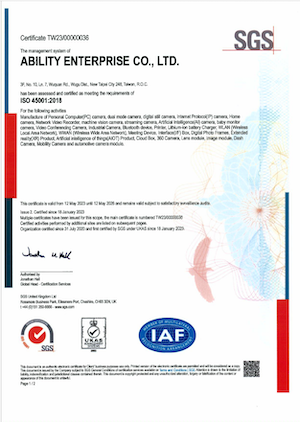 ISO45001_2018 Occupational health and safety management system Certificate-Ability